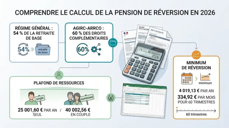 Infographie du calcul de la pension de réversion en 2026