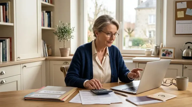 Femme consultant des documents de retraite