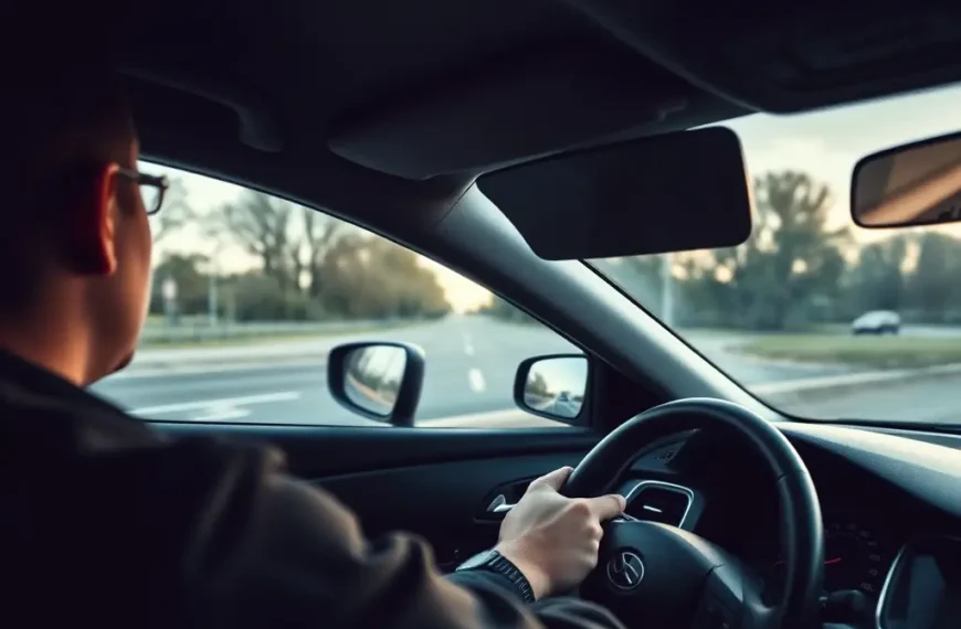 Un automobiliste au volant de sa voiture effectuant un trajet professionnel pour sa declaration d impots