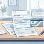 Bureau administratif et documents pour une demande de droit au compte bancaire.