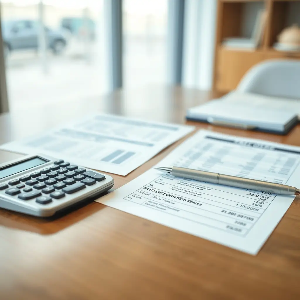 Formulaires et calculatrice sur un bureau illustrant la gestion et la correction des impôts