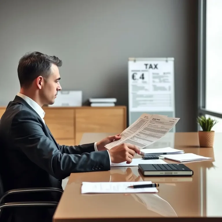 Personne consultant ses documents financiers et son avis d'imposition pour verifier son epargne