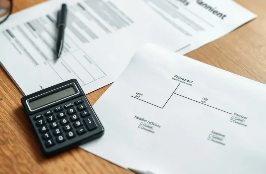 Documents administratifs et calculatrice sur un bureau pour illustrer le calcul de la pension de réversion