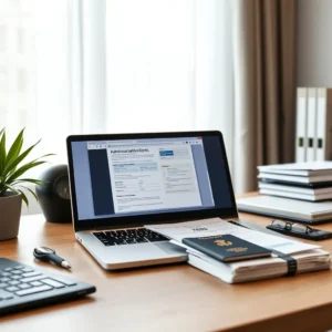 Personne consultant ses documents administratifs de retraite et de réversion depuis l'étranger