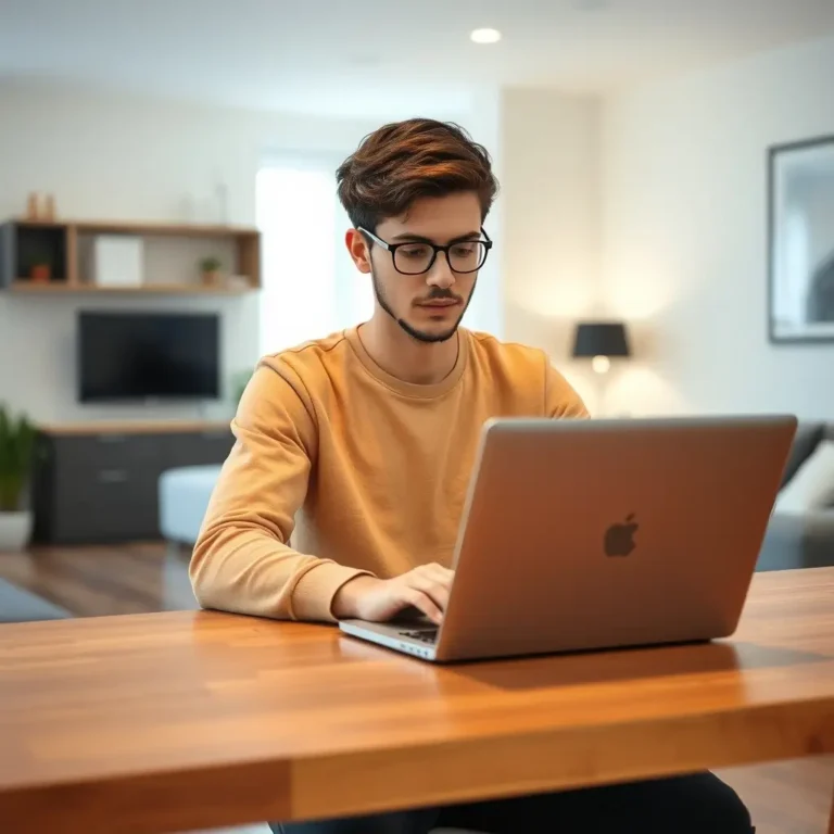 Jeune adulte remplissant sa premiere declaration impot sur ordinateur portable