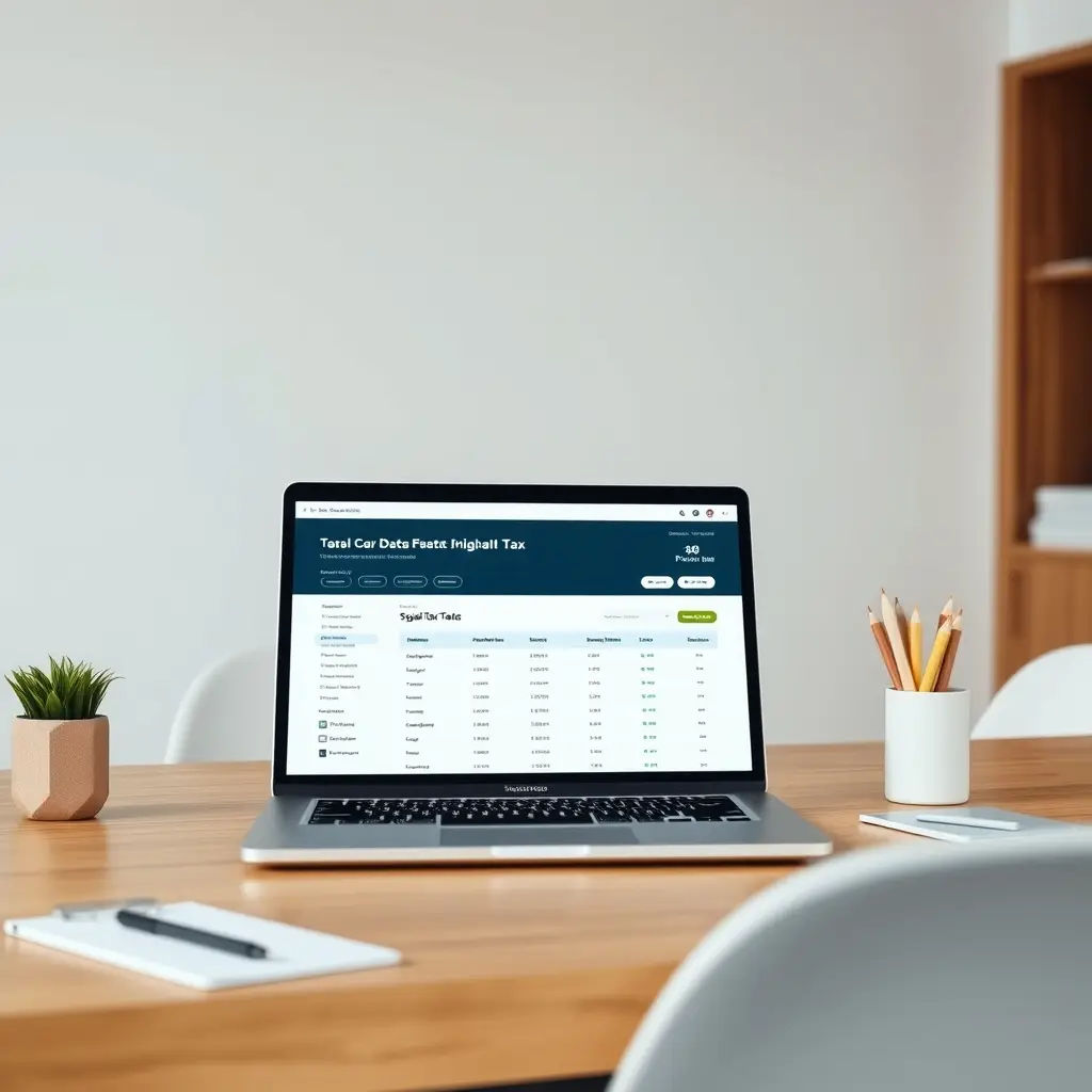 Ordinateur affichant un service en ligne de déclaration de revenus professionnelle