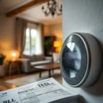 Une facture d'énergie sur une table avec un thermostat