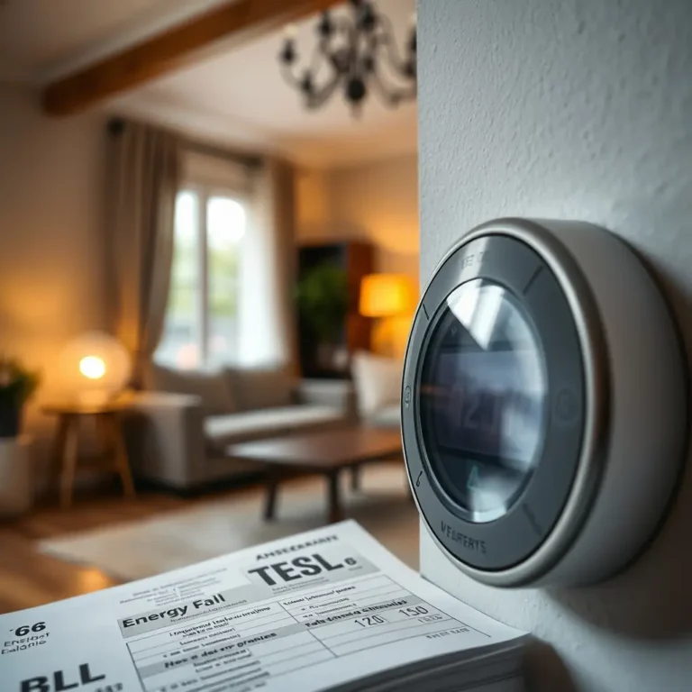 Une facture d'énergie sur une table avec un thermostat
