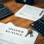 Documents de prêt immobilier et clés de maison sur un bureau