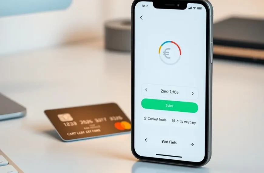 Carte bancaire gratuite posée à côté d'un smartphone affichant une application bancaire.