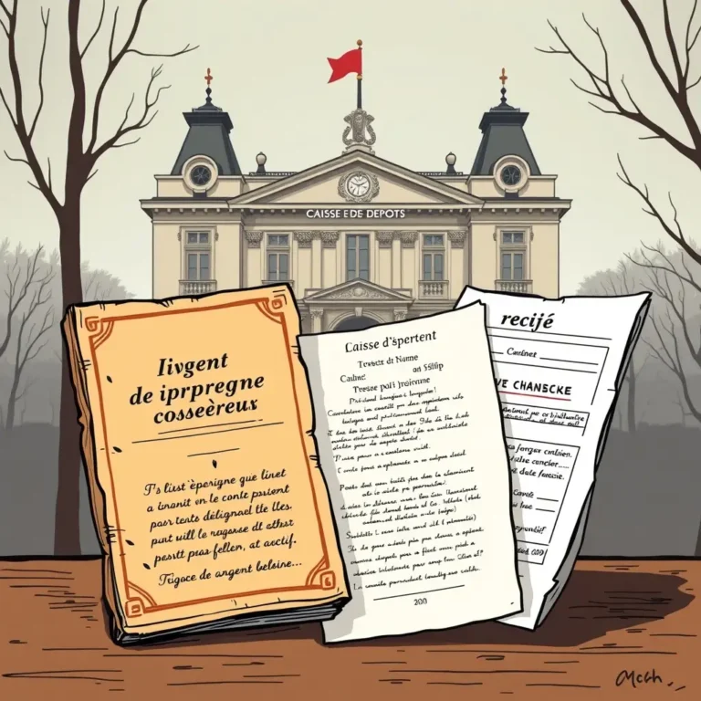 Image représentant un livret d'épargne, un contrat d'assurance-vie et un relevé de compte bancaire inactif, évoquant l'argent laissé en déshérence.